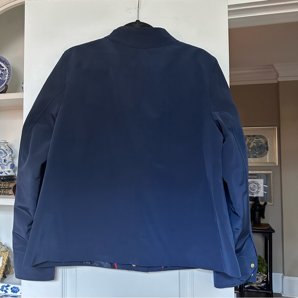 CROWN & IVY ladies navy front zip jacket w/ side zip pockets & gold buttons - Picture 2 of 10